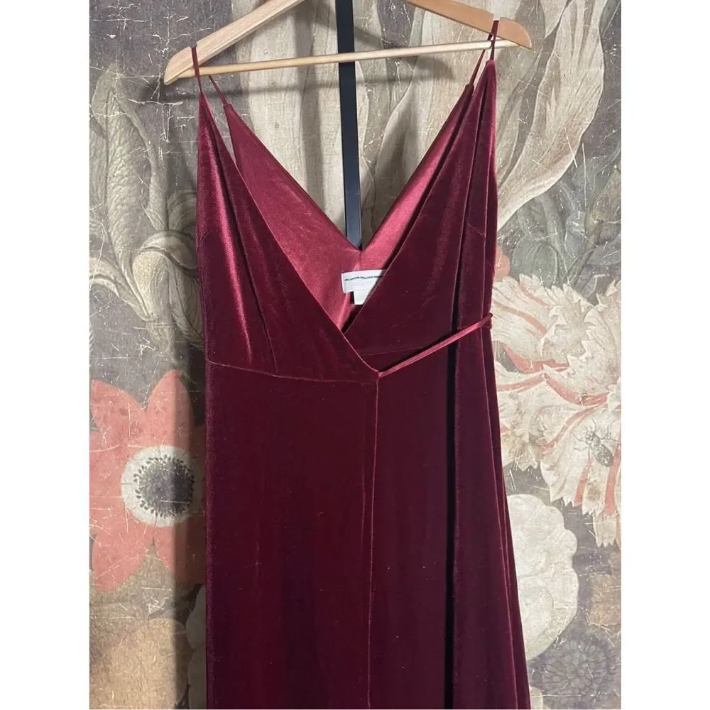 New BHLDN Jenny Yoo Andi Wrap Velvet Dress sz 8 Dark Berry